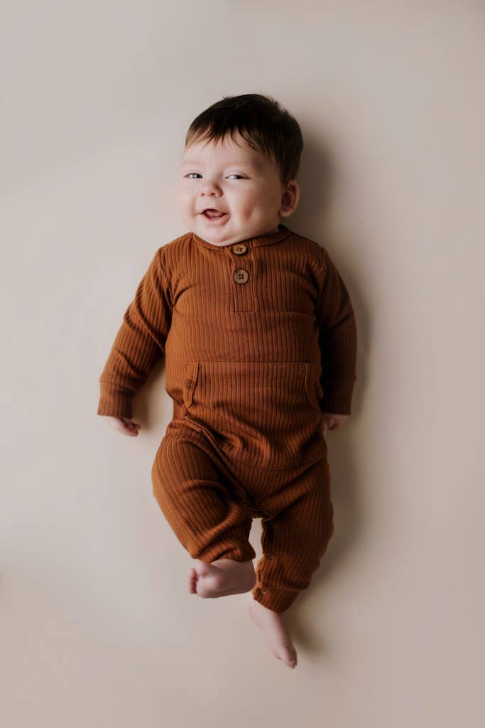 Robbins Egg Baby Ribbed Playsuit with Pockets: 12-18 Months