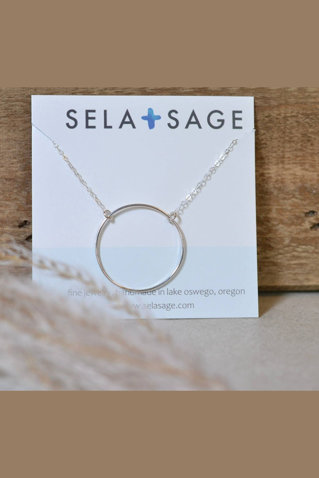 Statement Circle Necklace, Circle of Karma Pendant, Sterling: Sterling Silver