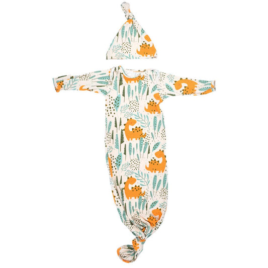 Dinosaur Animal Print Zoo Knotted Gown: Gown & Hat