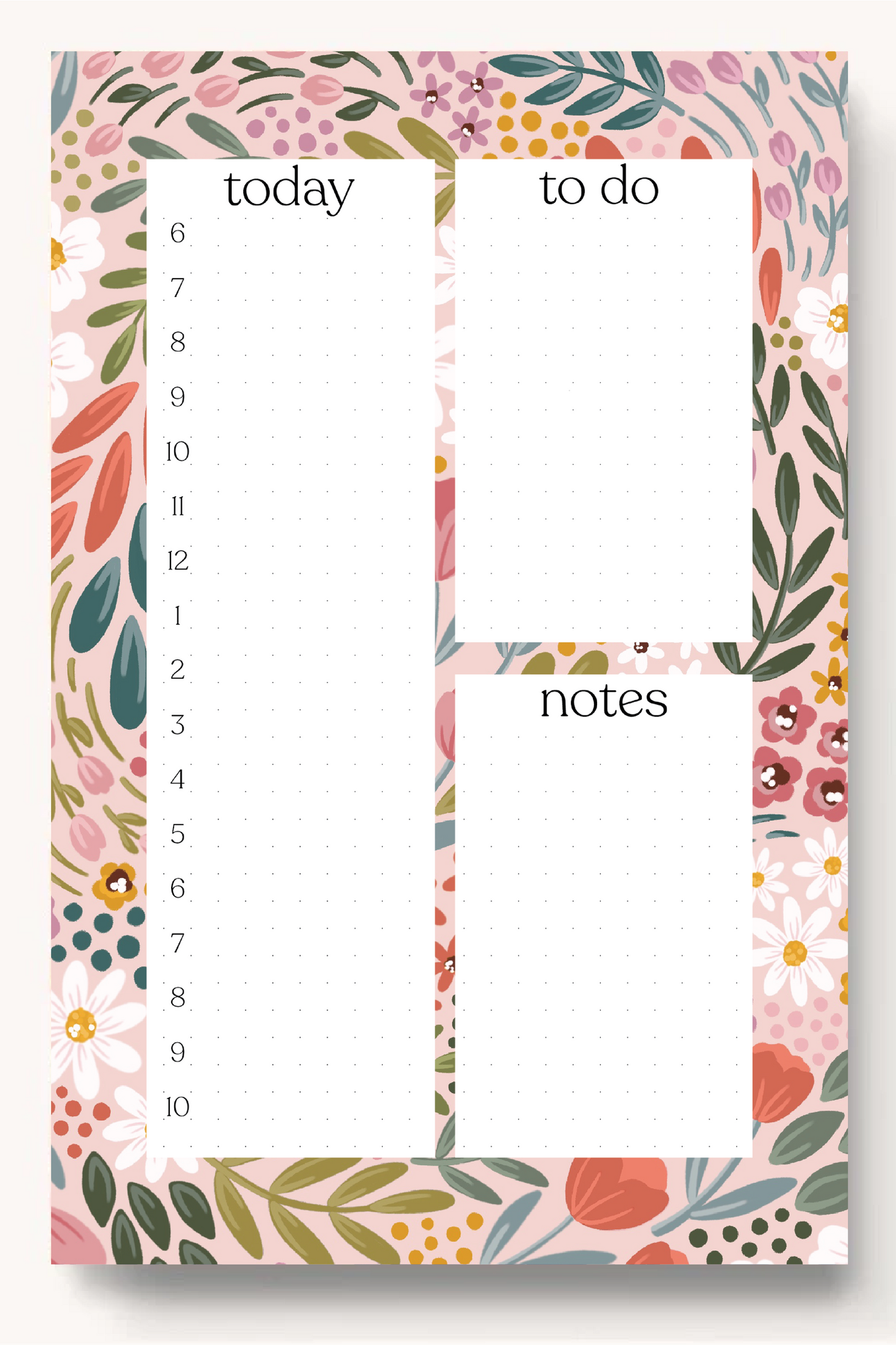 Floral Daily Planner Notepad: Pressed Floral