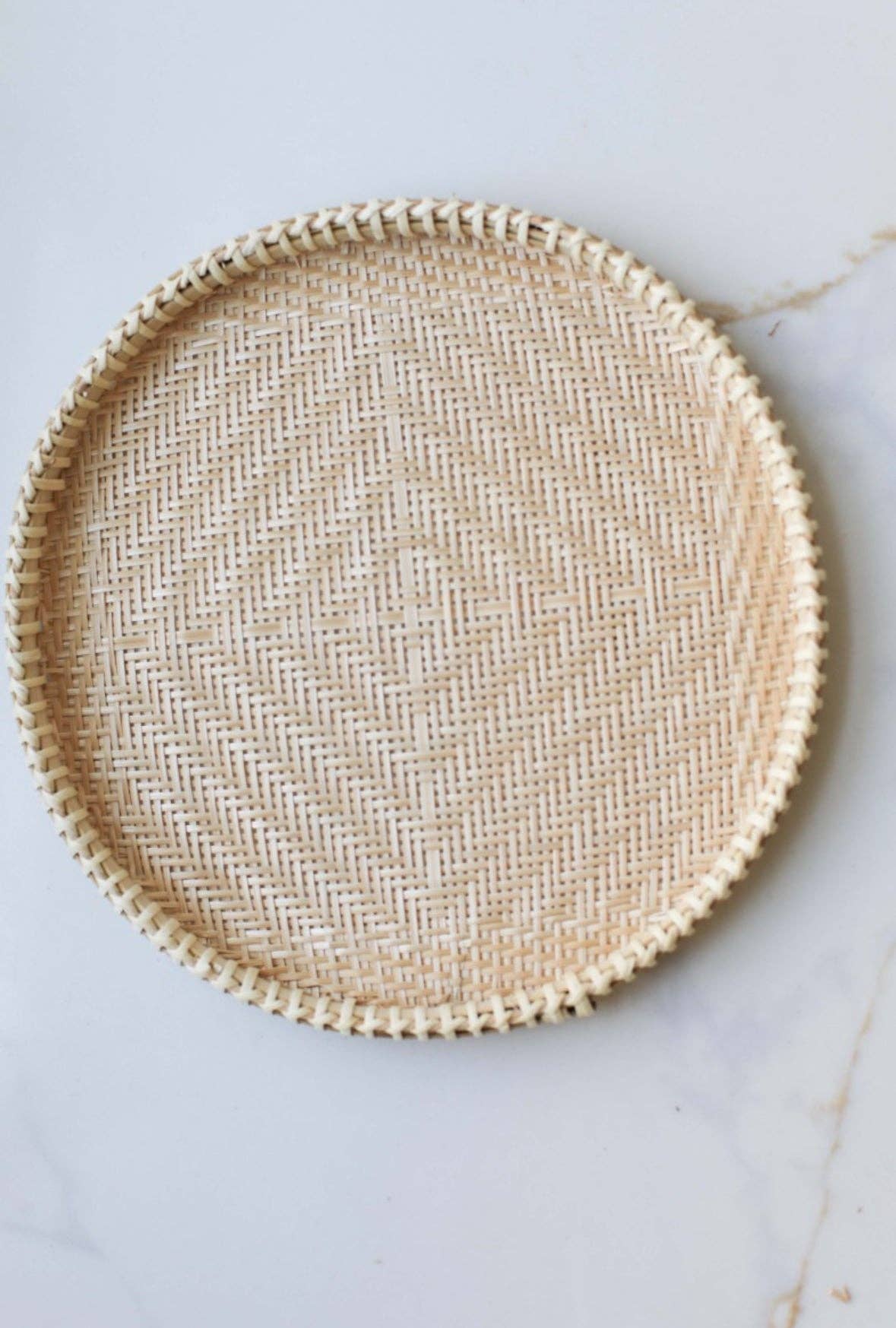 Small Bamboo Woven Round Tray