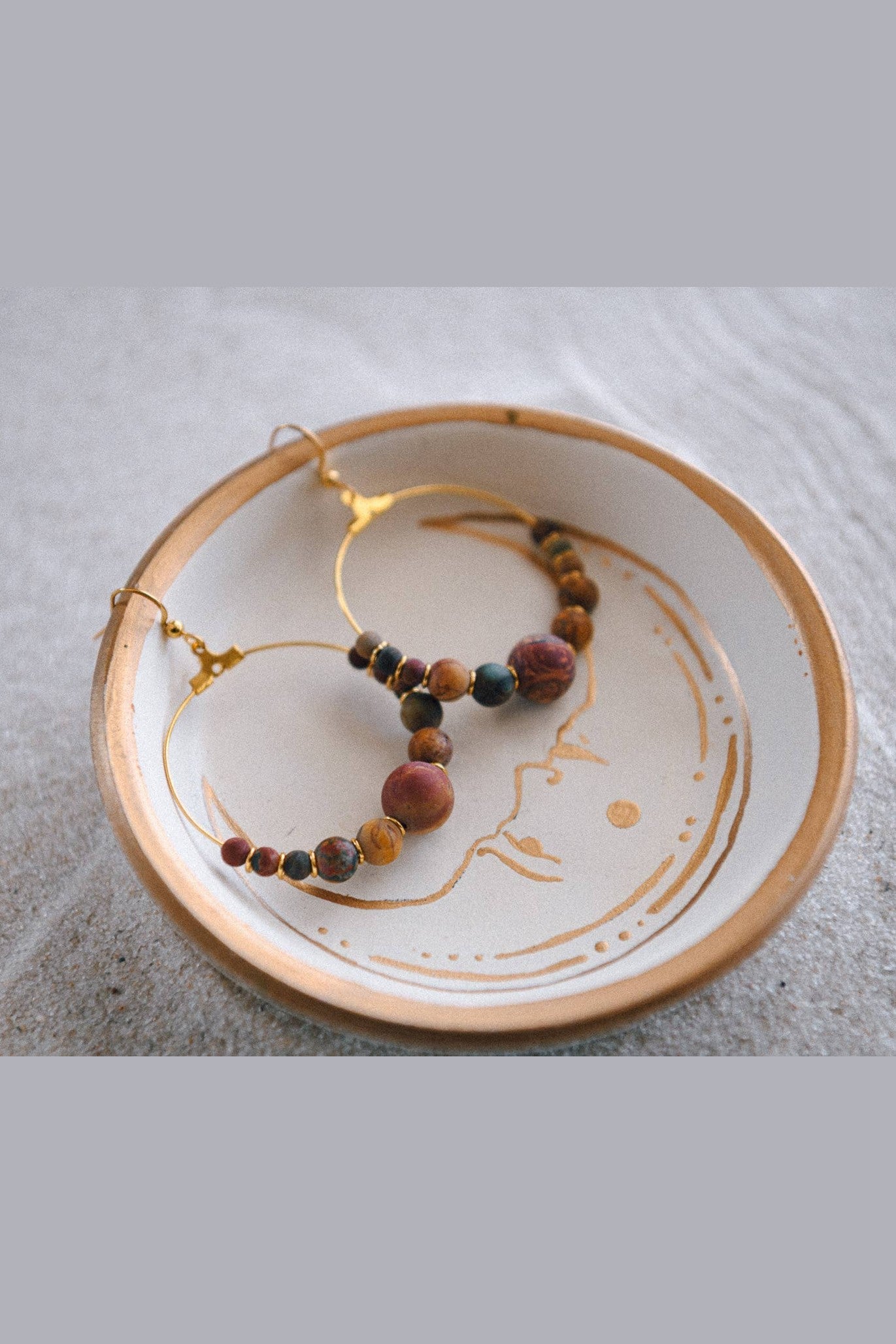 Black Agate Harmony Gemstone Hoop Earrings