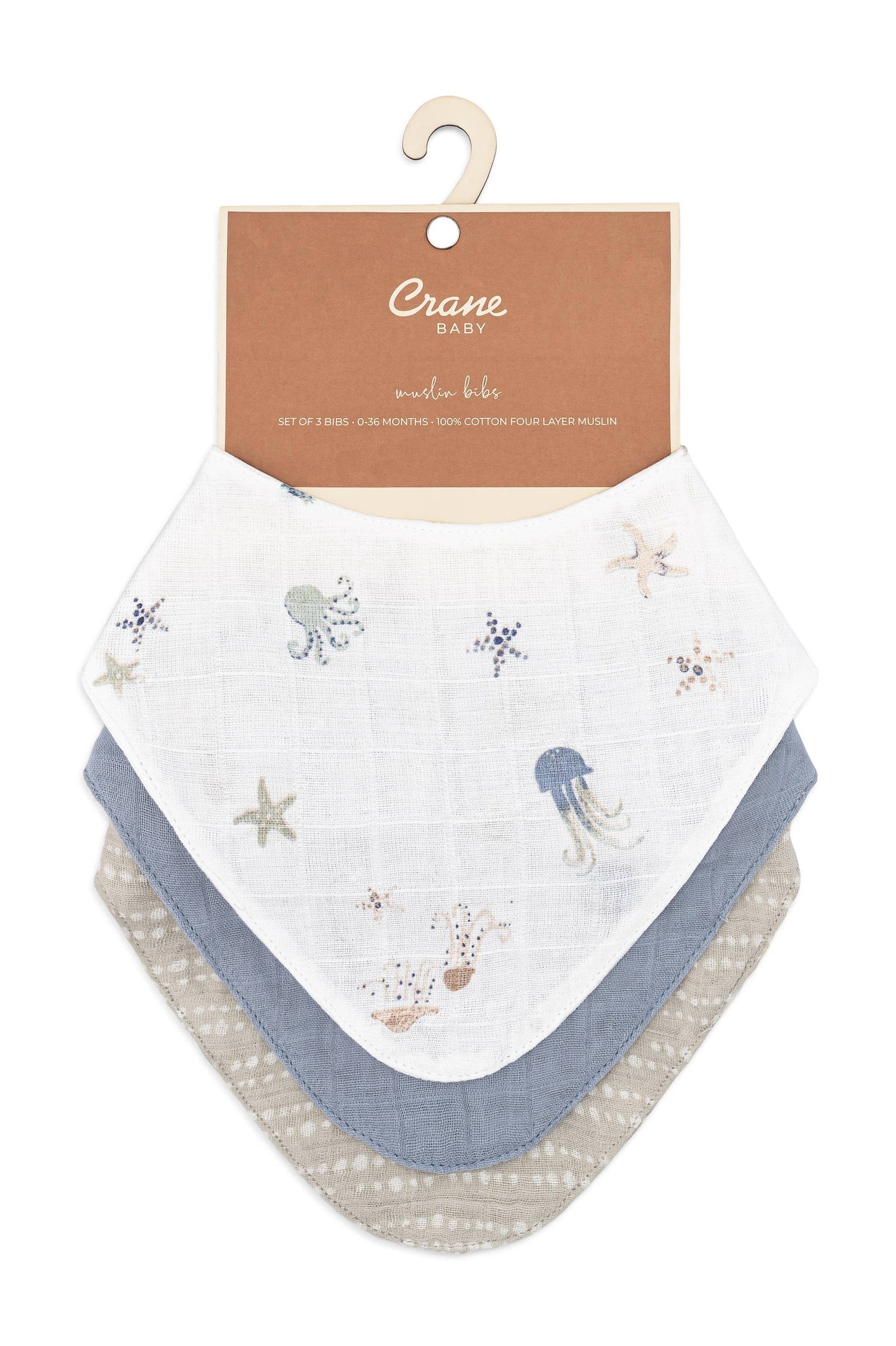 Cove 3-pc. Muslin Bib Set (Sea Life)