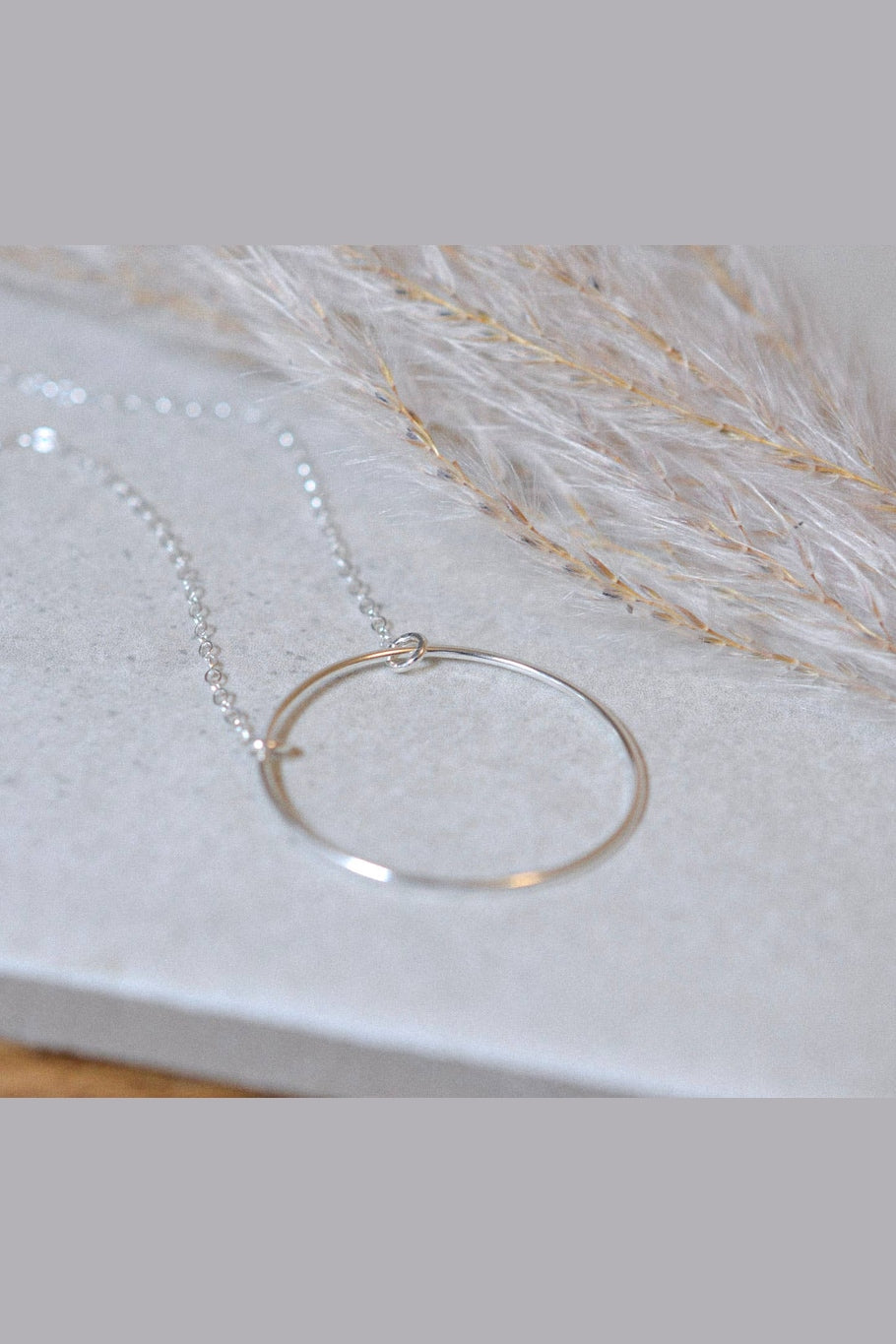 Statement Circle Necklace, Circle of Karma Pendant, Sterling: Sterling Silver