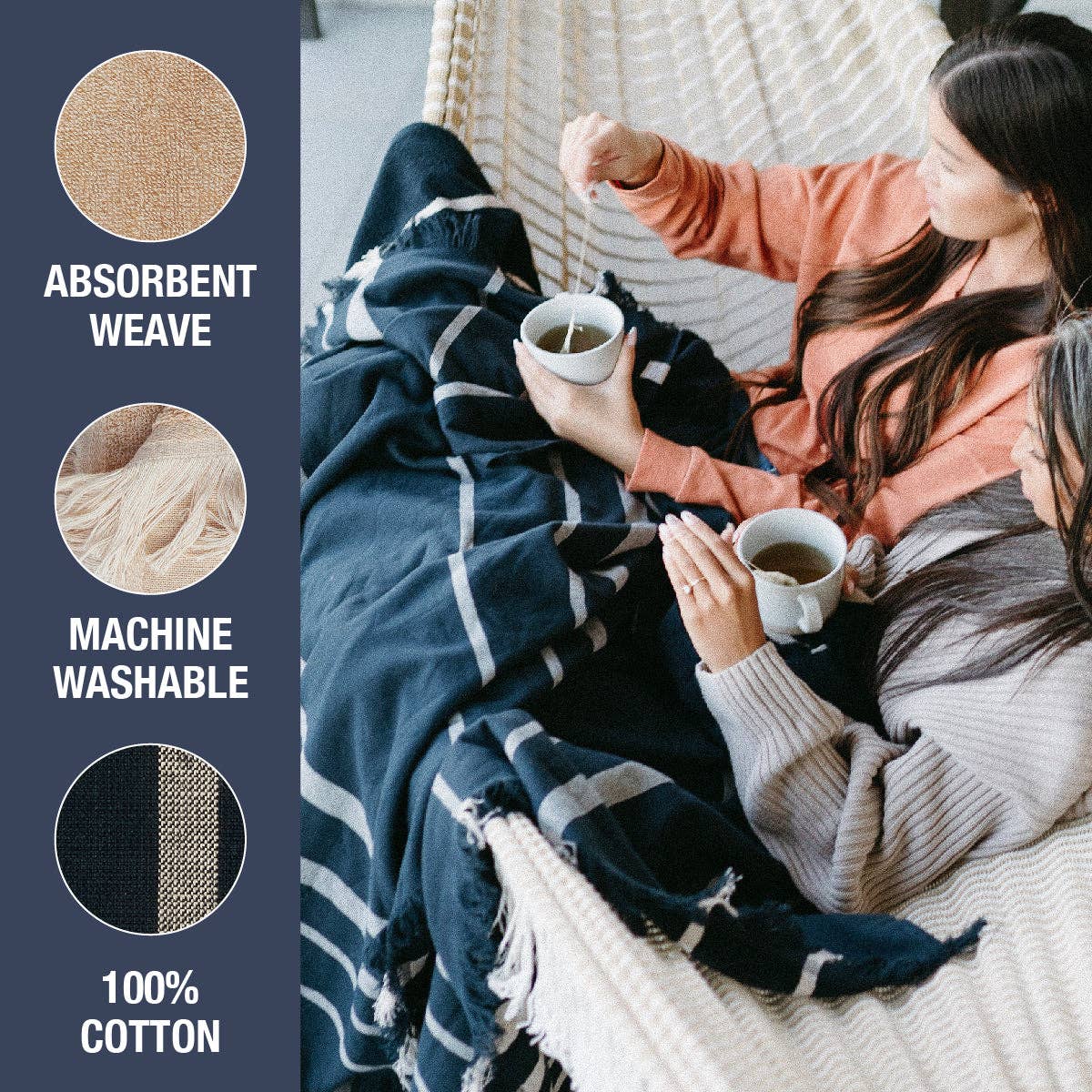 Malibu LUXE Blanket: Windward Navy