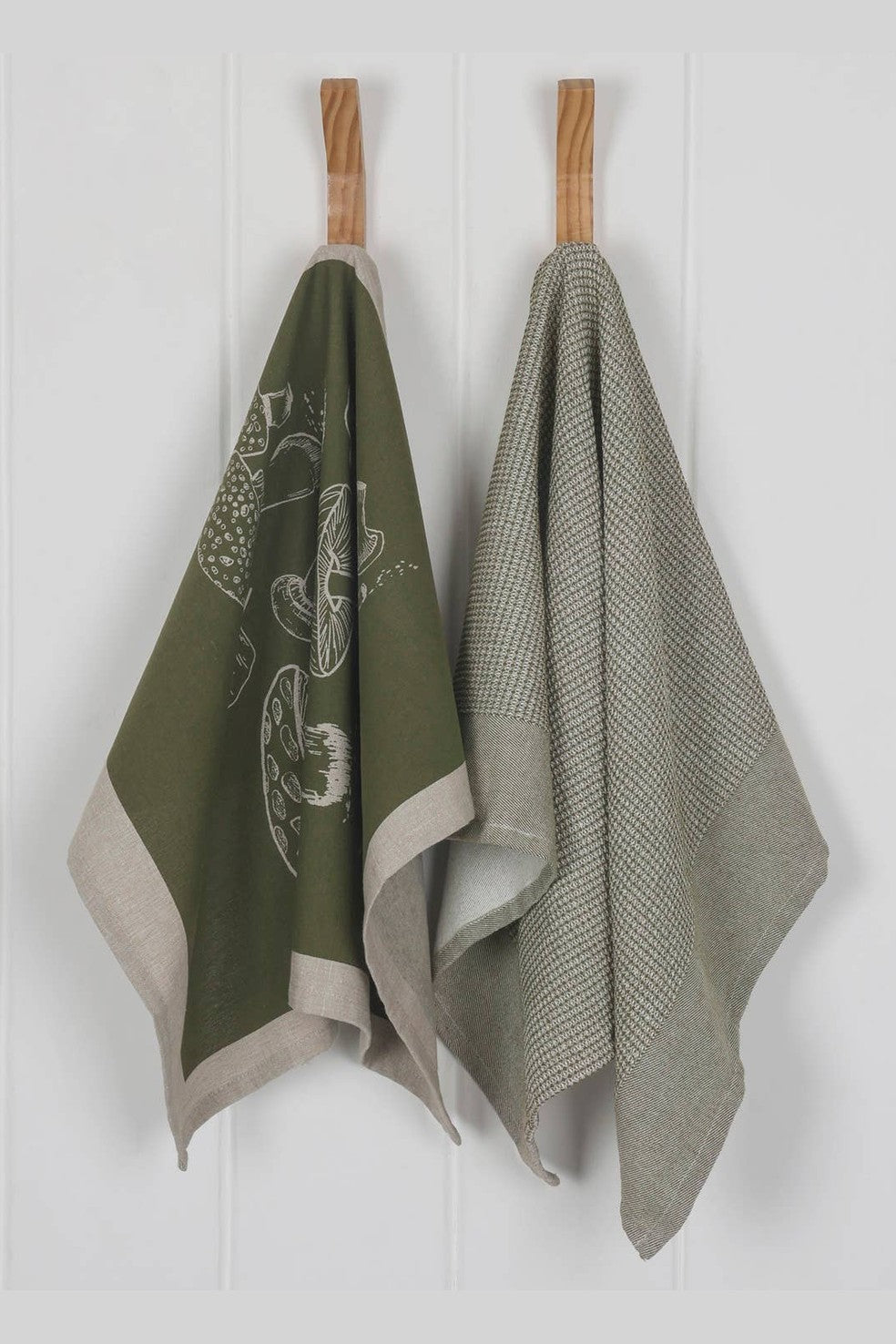 Mushroom Waffle Tea Towel Set - Green