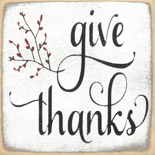 Give Thanks Wood Block Sign