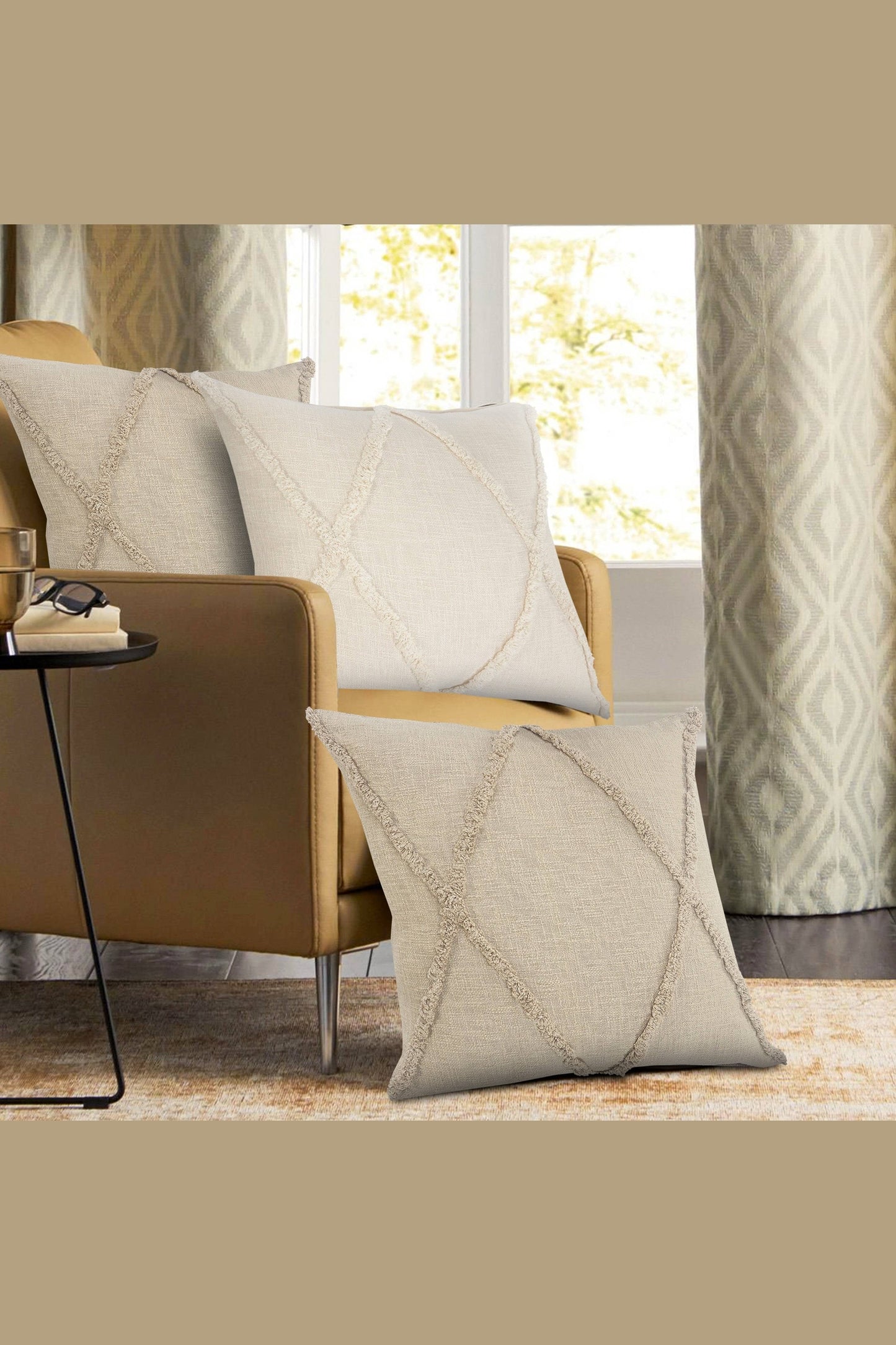 Roston Solid Decorative Diamond Tufted Cotton Throw Pillow: Natural Ivory / 20" x 20" / Poly Filled
