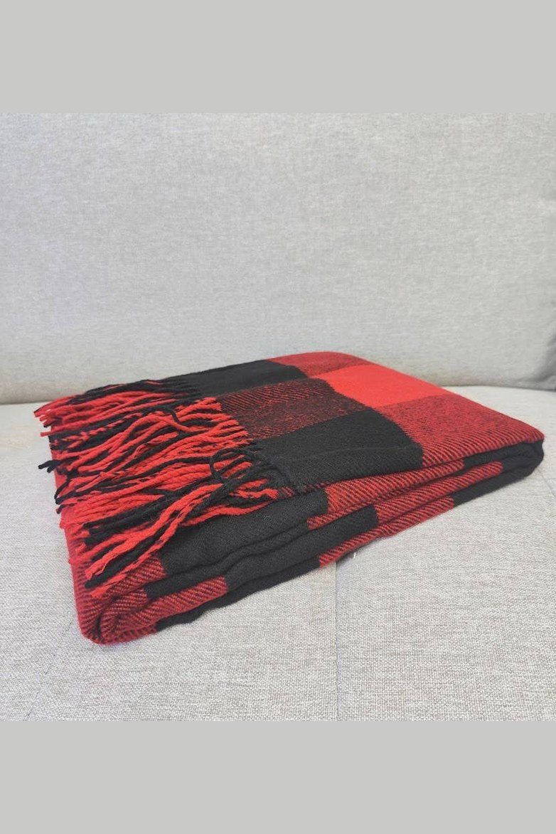 Classic Buffalo Plaid Decorative Throw Blanket: Grey