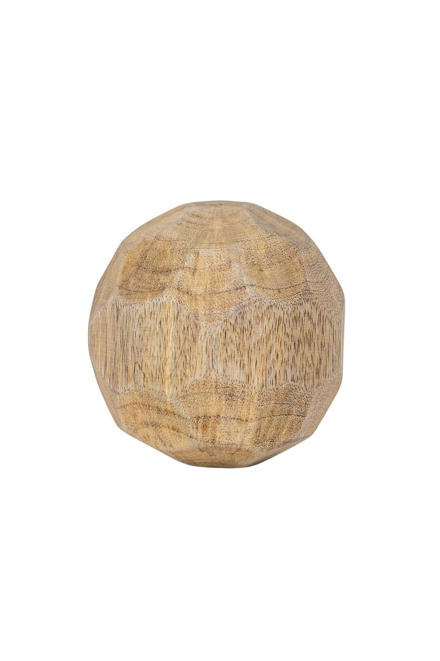 Luna Carved Geometric Natural Wood Deco Ball
