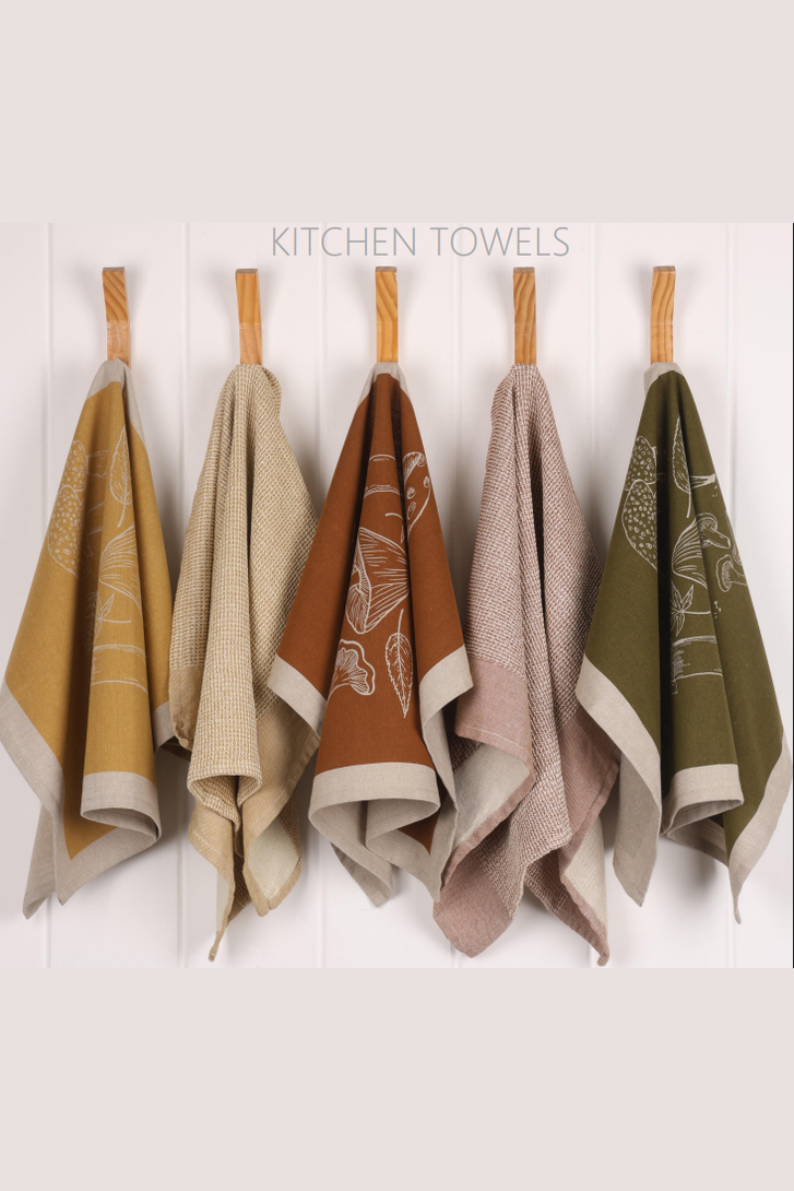 Mushroom Waffle Tea Towel Set - Green