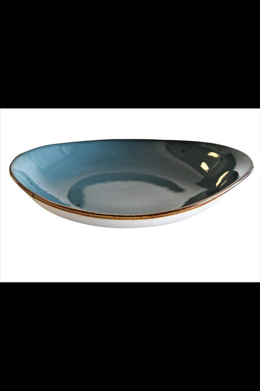 Deep Teal Terra Large Oval Bowl