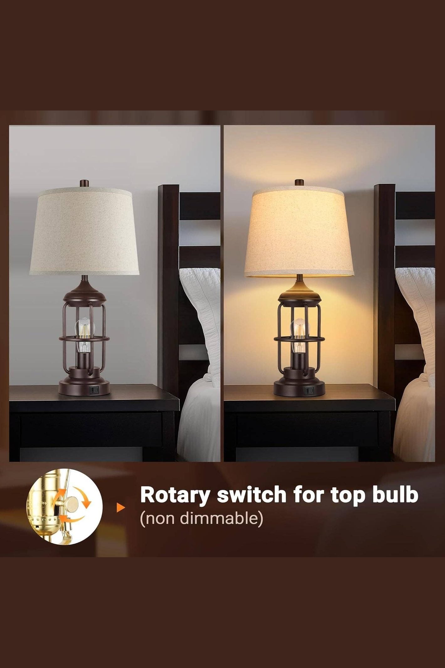 Set of 2 Table Lamps with USB Ports