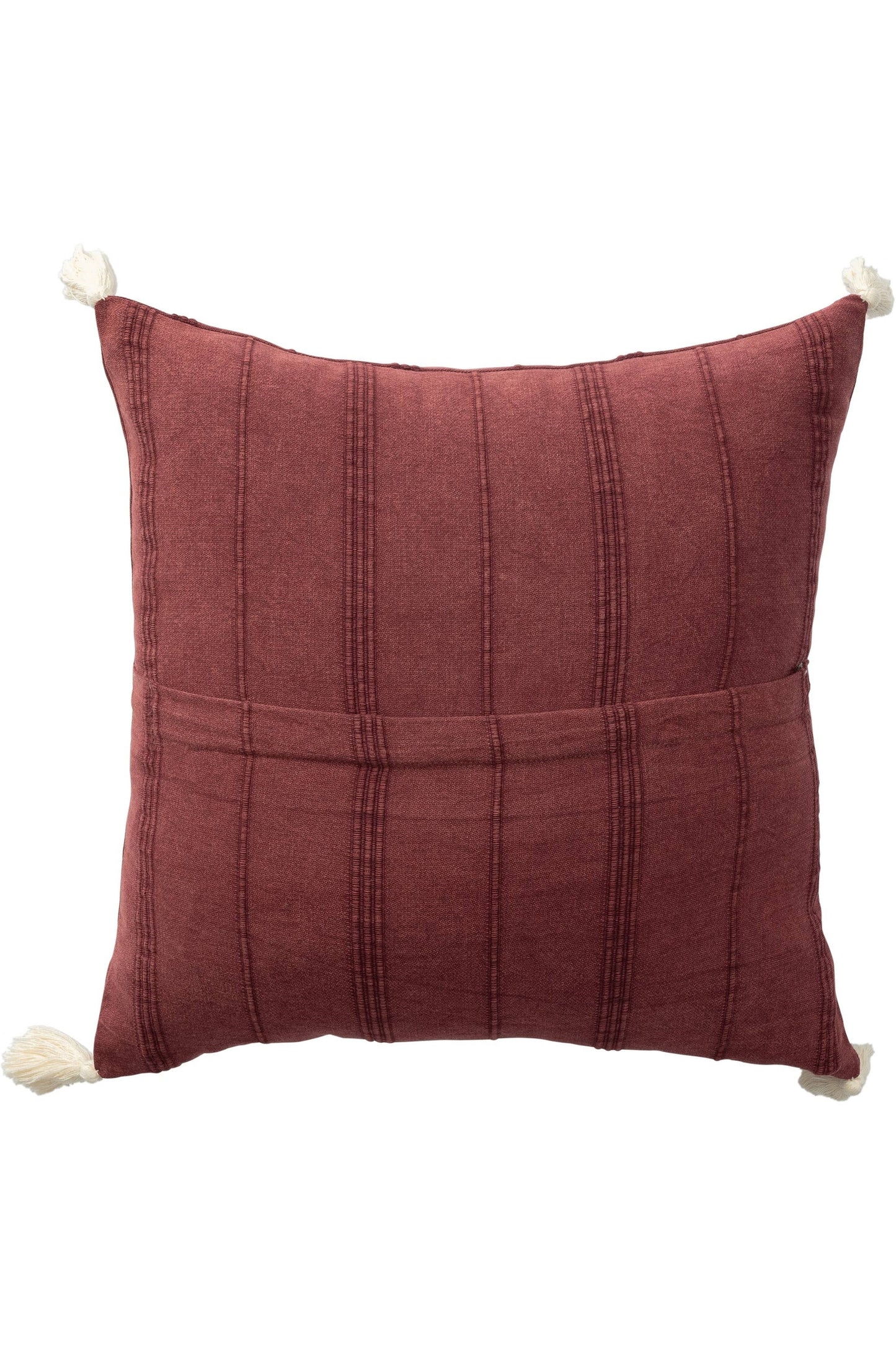 Starlin Subtle Striped Organic Turkish Cotton Throw Pillow: Burgundy