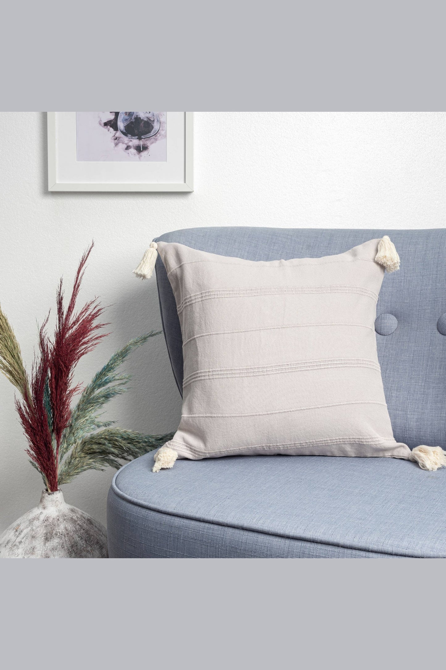 Starlin Subtle Striped Organic Turkish Cotton Throw Pillow: Burgundy