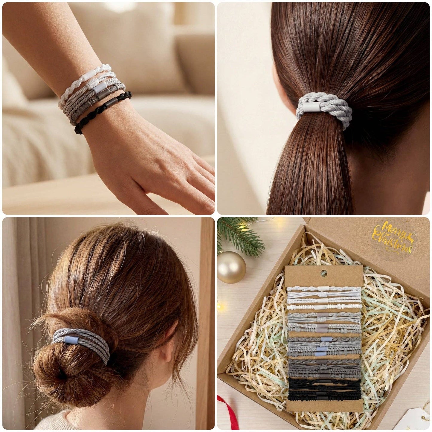 Wrapables Boho Hair Tie Bracelets: Neutral