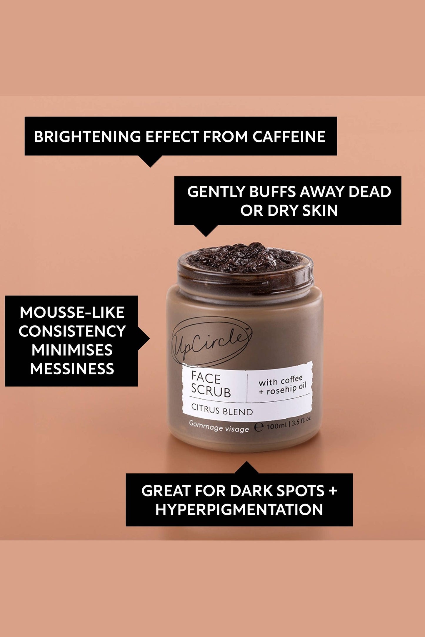 Vegan Face Scrub with Coffee + Rosehip [Citrus blend] Exfoliator