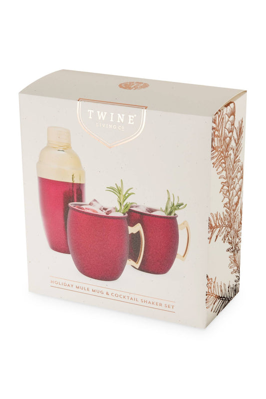 Mule Set - Red and Gold Plated Shaker and Moscow Mule Mugs