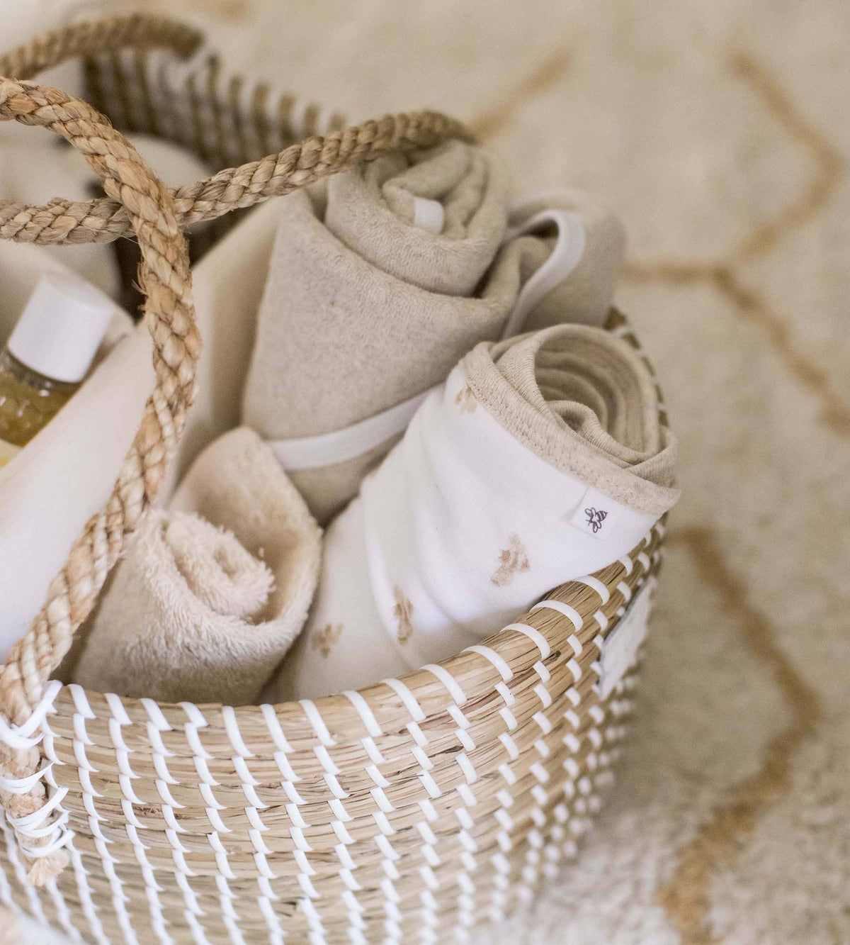 Golden Bee Organic Cotton Knit Terry Washcloths 3 Pack: Oatmeal