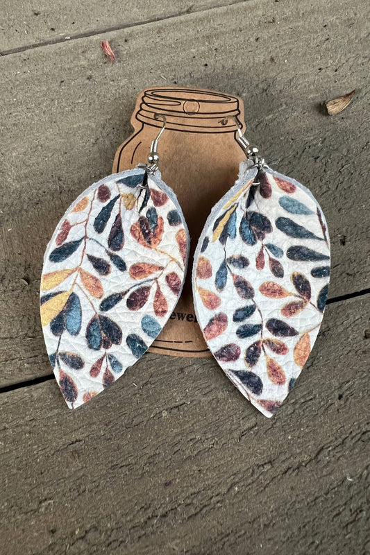Blue and Rust Lead Leather Earrings