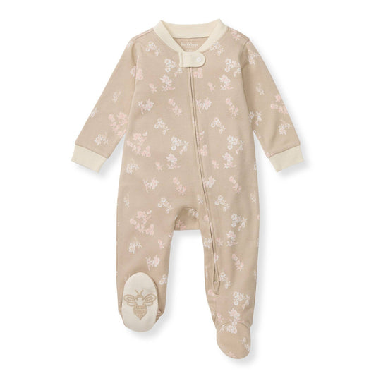 Whimsical Floral Organic Cotton Sleep & Play: Hummus / 0-3 Months