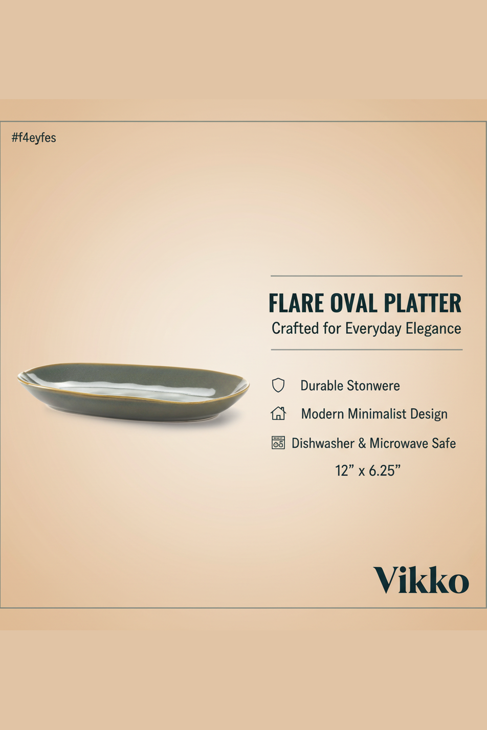 Vikko - Flare, Green Oval Platter