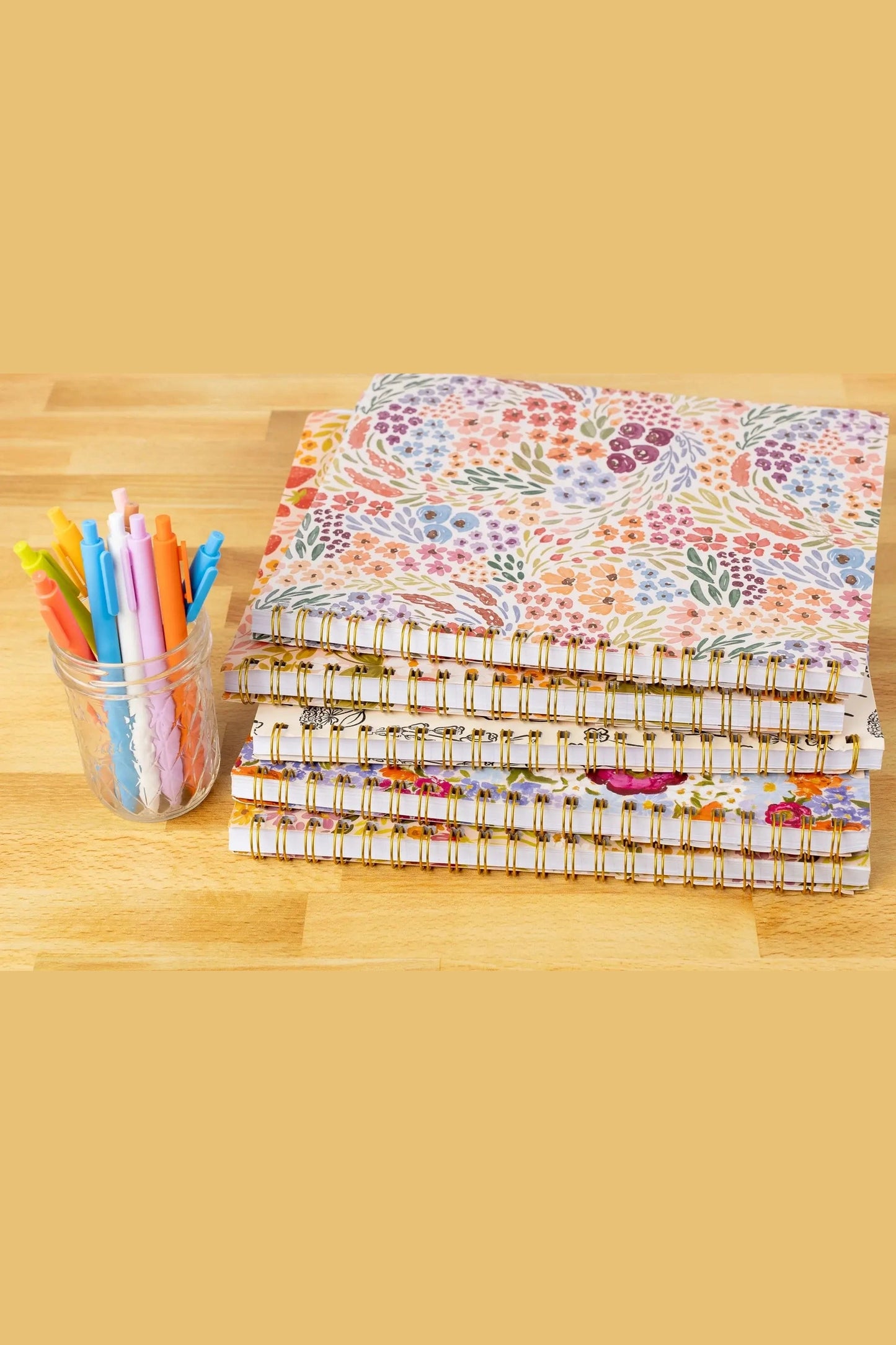 Floral Softcover Spiral Notebook: Pressed Floral