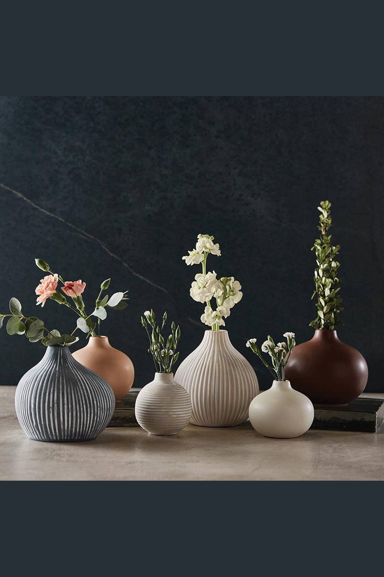 White Striped Dolomite Droplet Vase