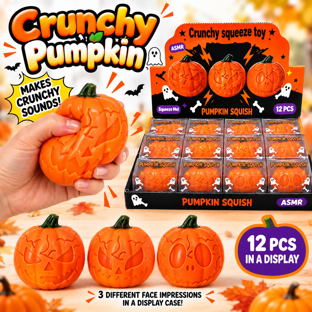 Crunchy Pumpkin Squishies - 3 Face Styles