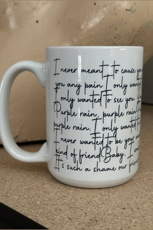 Prince "Purple Rain" Lyrics Coffee Mug