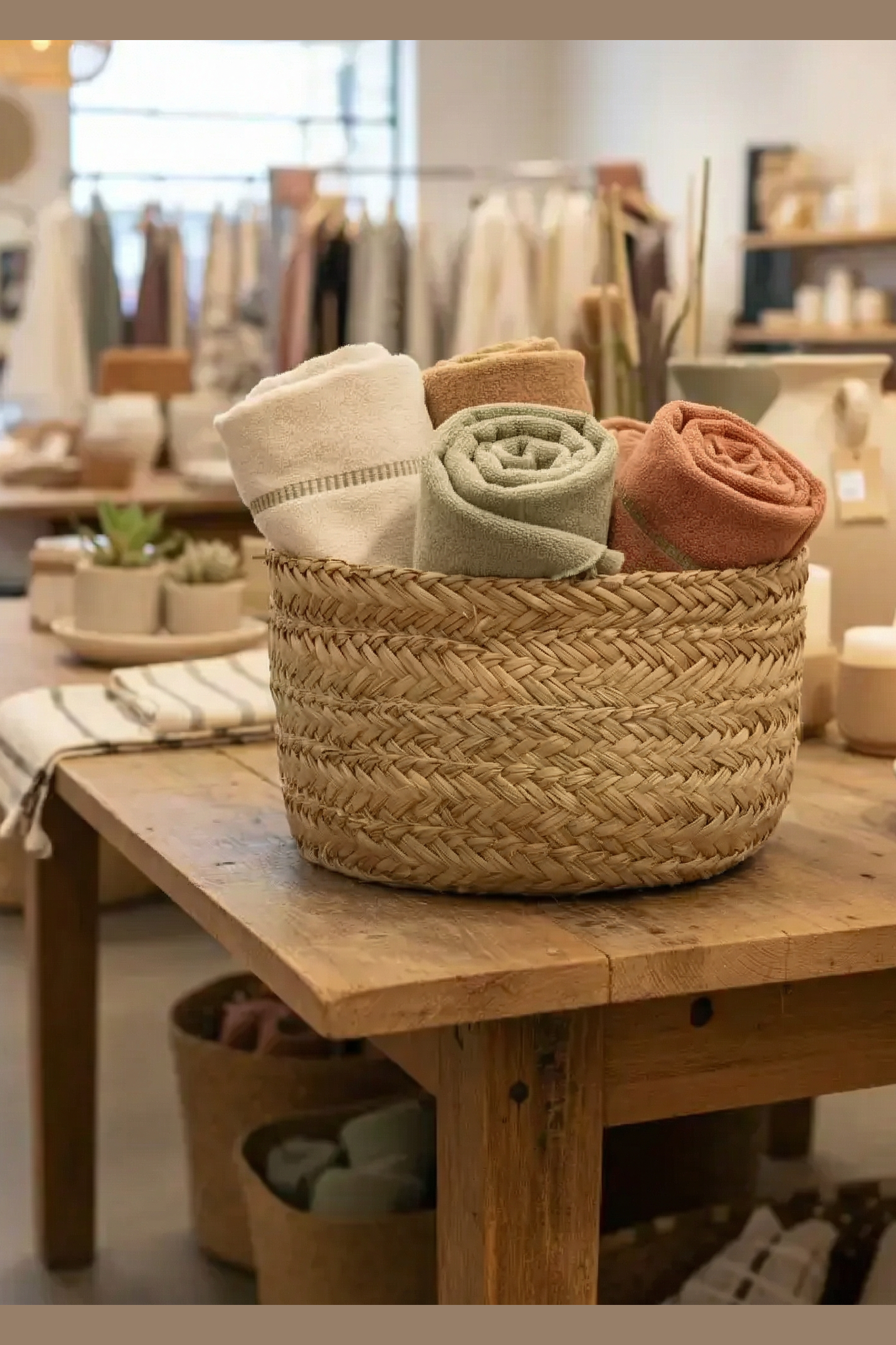 Classic Round Seagrass Basket – Flat Bottom Design