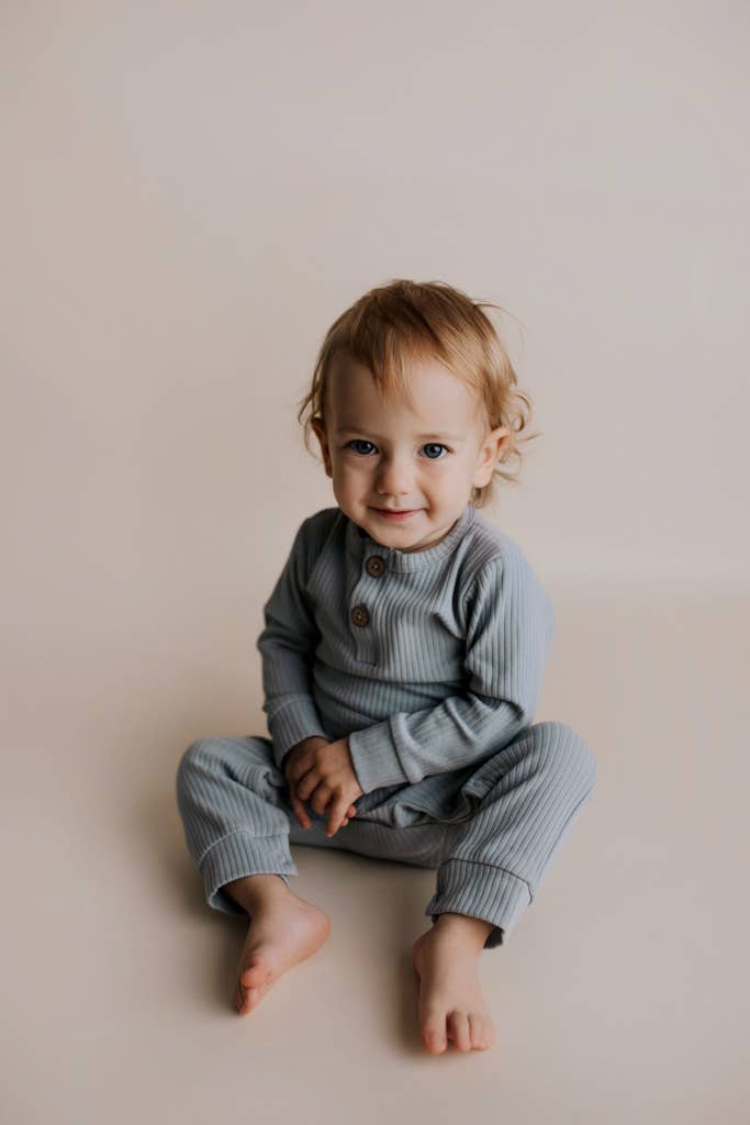Robbins Egg Baby Ribbed Playsuit with Pockets: 12-18 Months