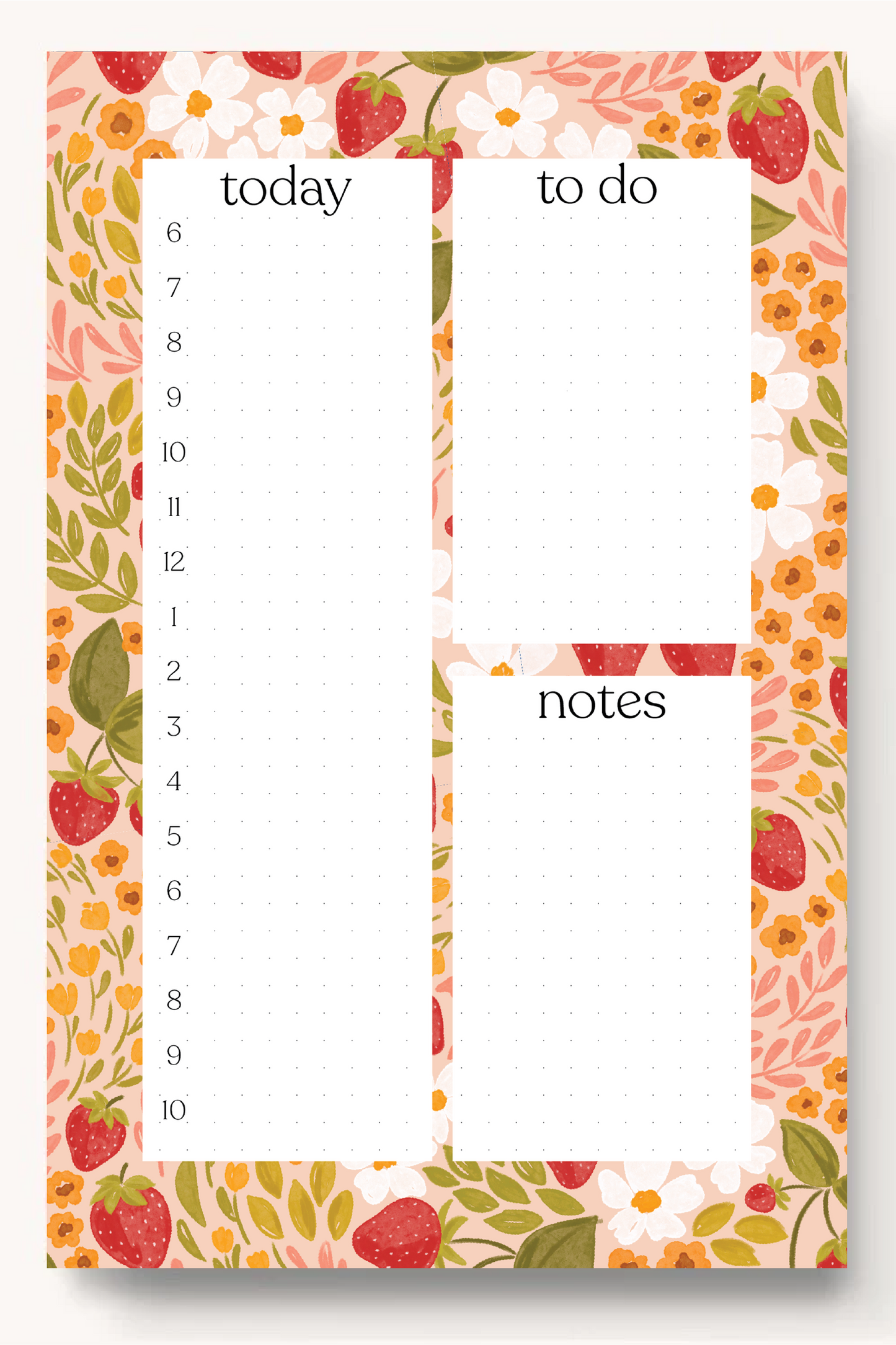 Floral Daily Planner Notepad: Pressed Floral