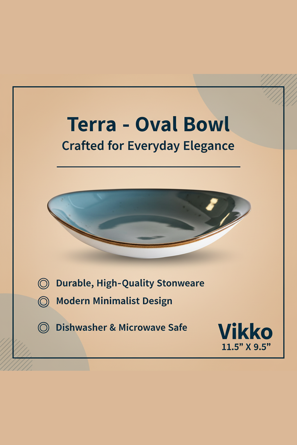 Deep Teal Terra Large Oval Bowl
