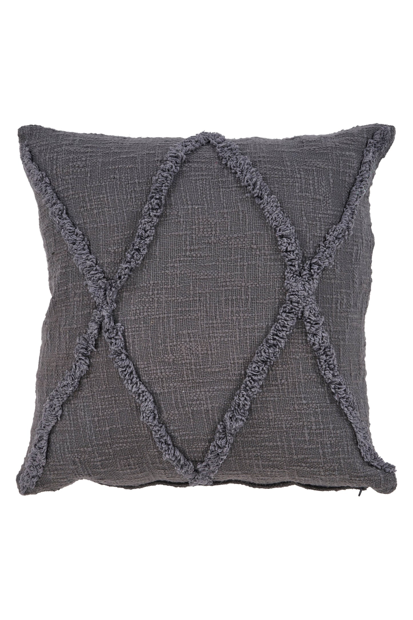 Roston Solid Decorative Diamond Tufted Cotton Throw Pillow: Natural Ivory / 20" x 20" / Poly Filled