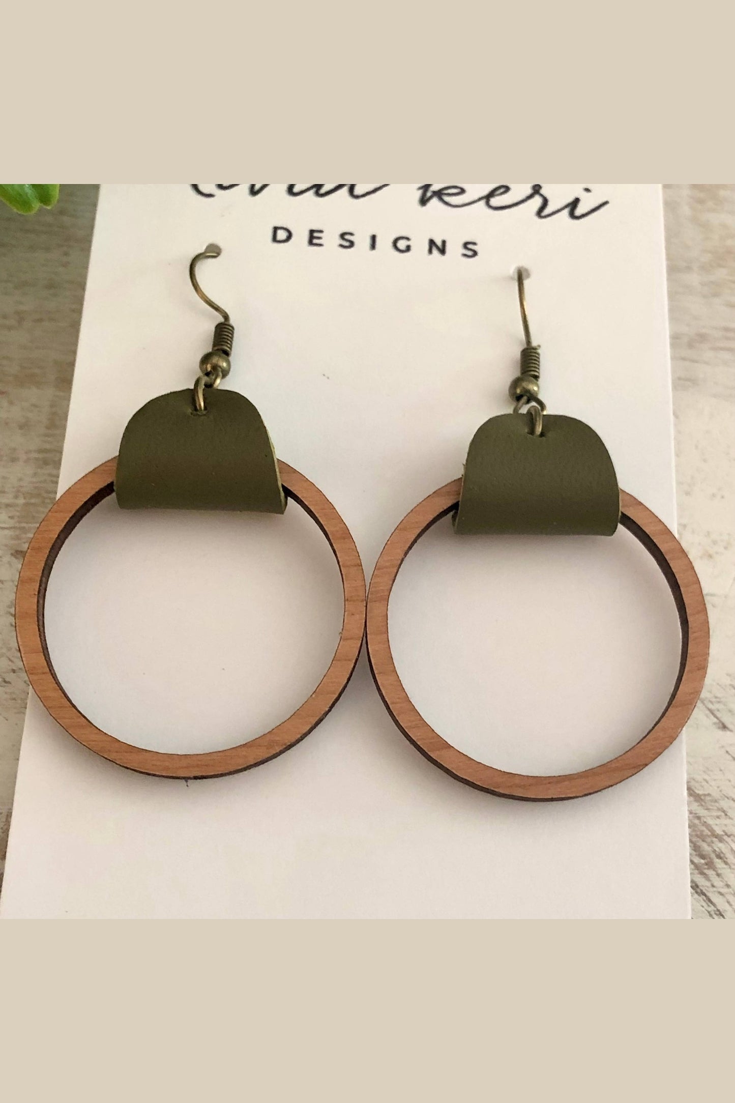 Olive Wood Hoops Earrings
