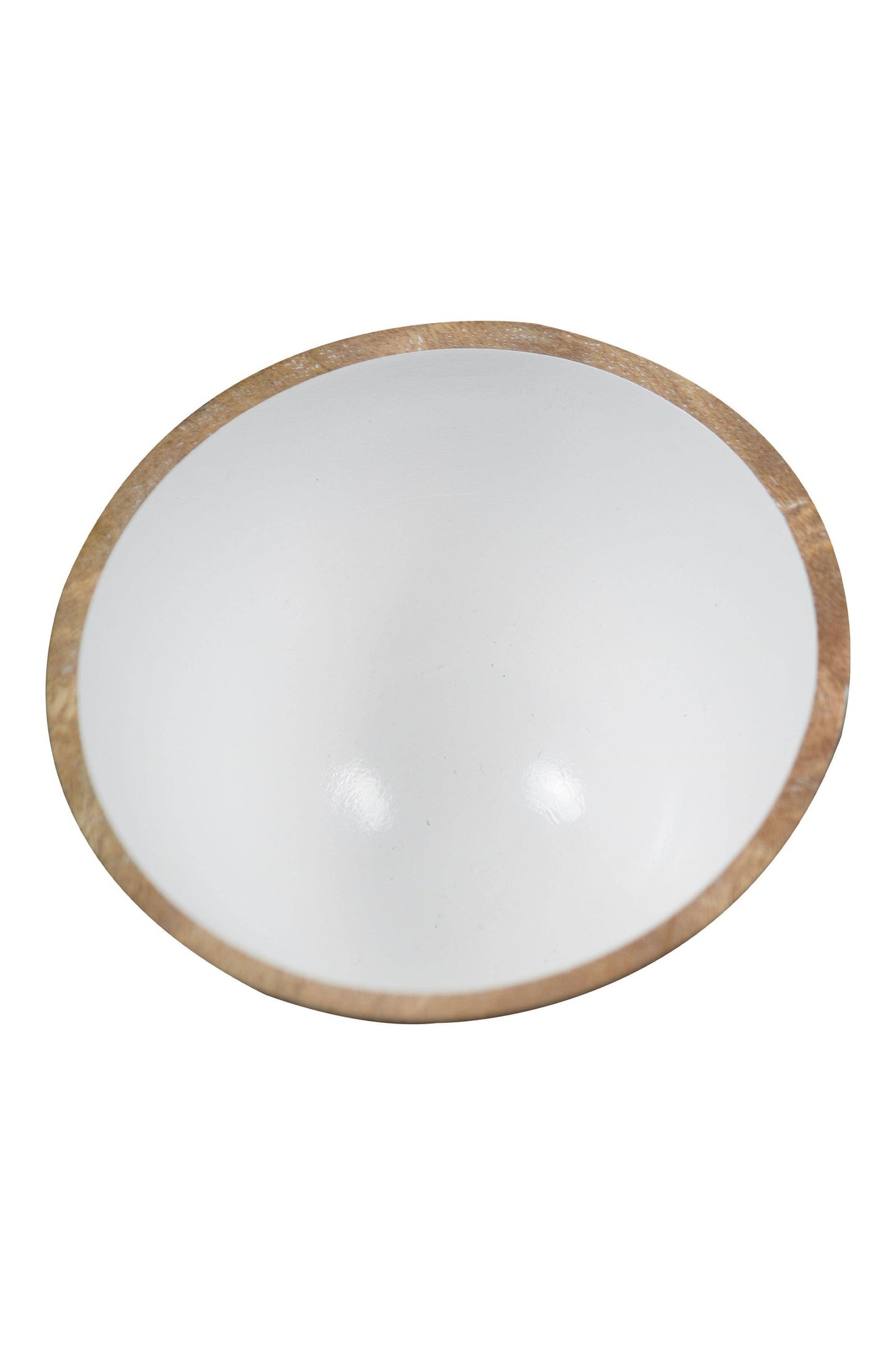 Mabel White Enamel Interior Natural Wood Serving Dip Bowl