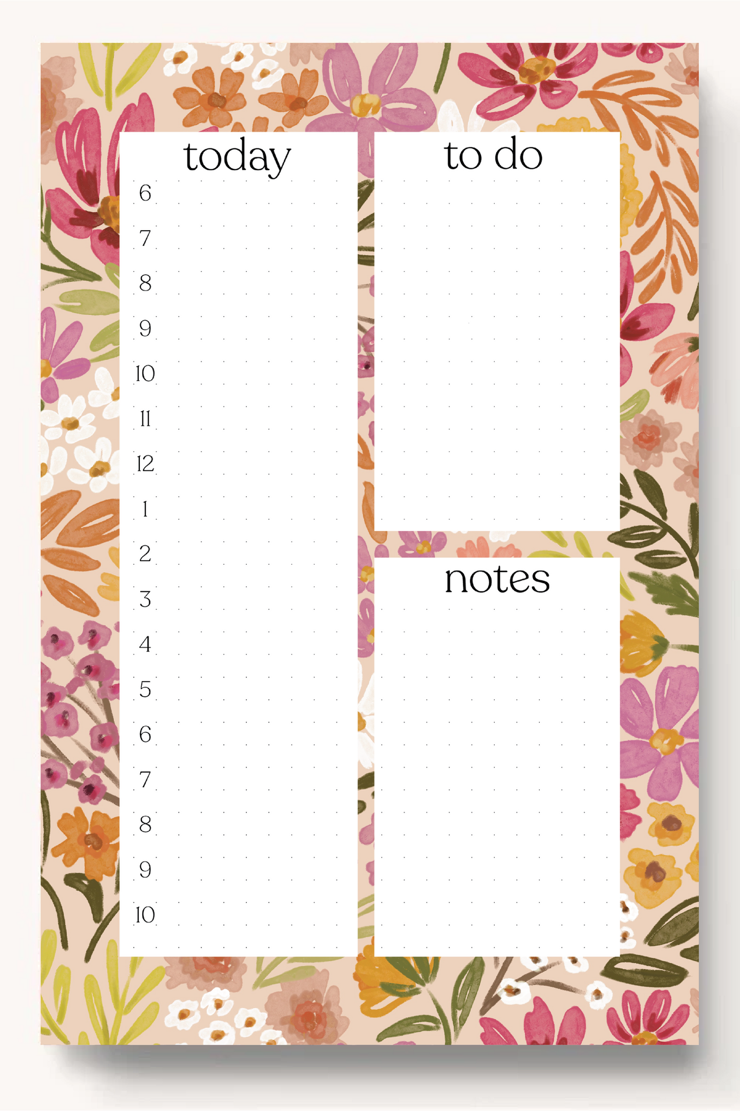 Floral Daily Planner Notepad: Sunny Poppies