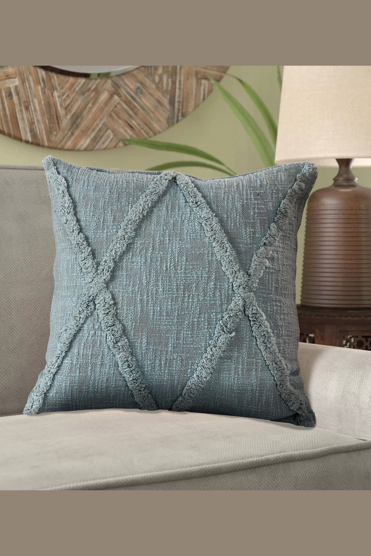 Roston Solid Decorative Diamond Tufted Cotton Throw Pillow: Natural Ivory / 20" x 20" / Poly Filled