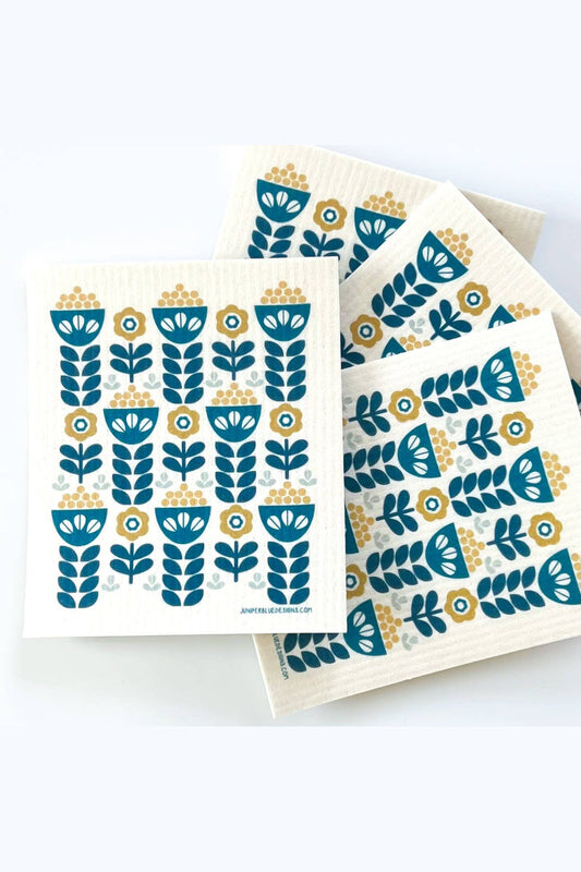 Sweet Pea Blue Swedish Dishcloth