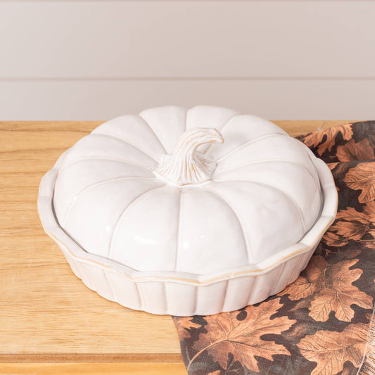 White Pumpkin Covered 9-Inch Dish