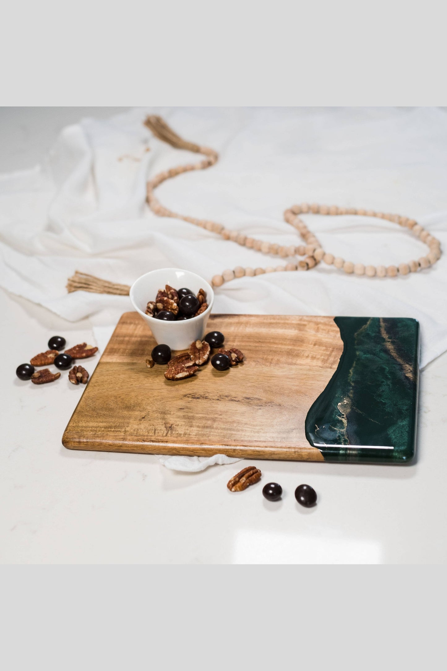 Wood Resin Date Night Cheese Charcuterie Board - Jade