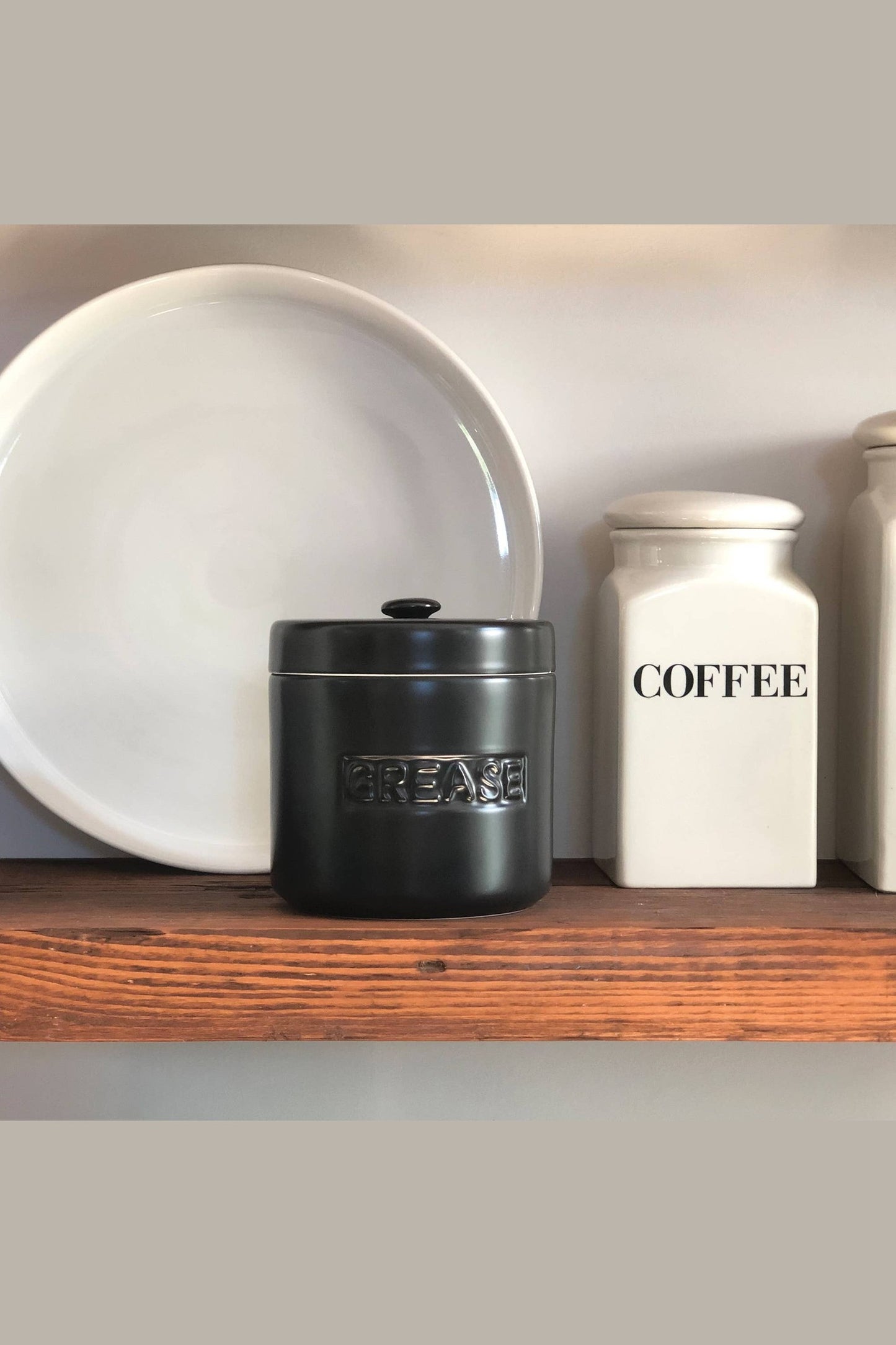 Fox Run Grease Container, Black Porcelain