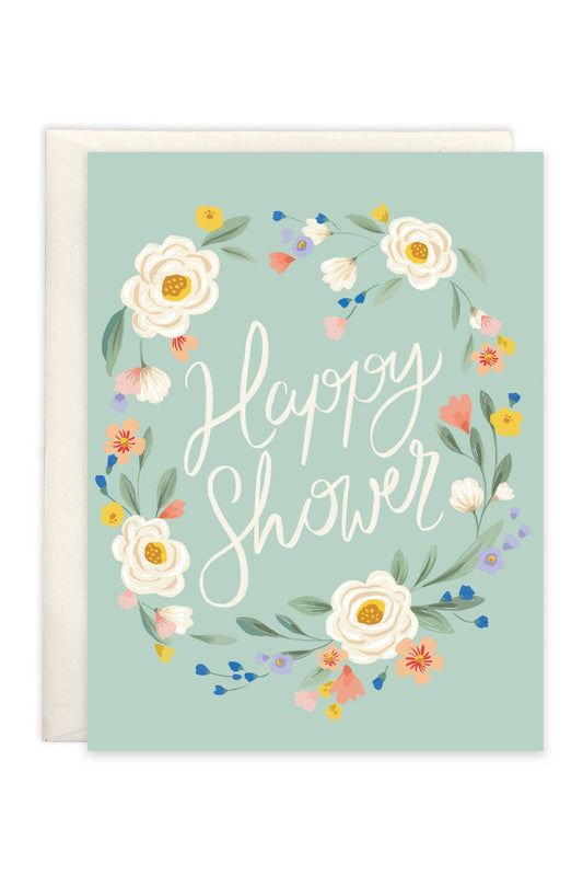 With Scripture Wedding Shower Card - Shower Flower Border