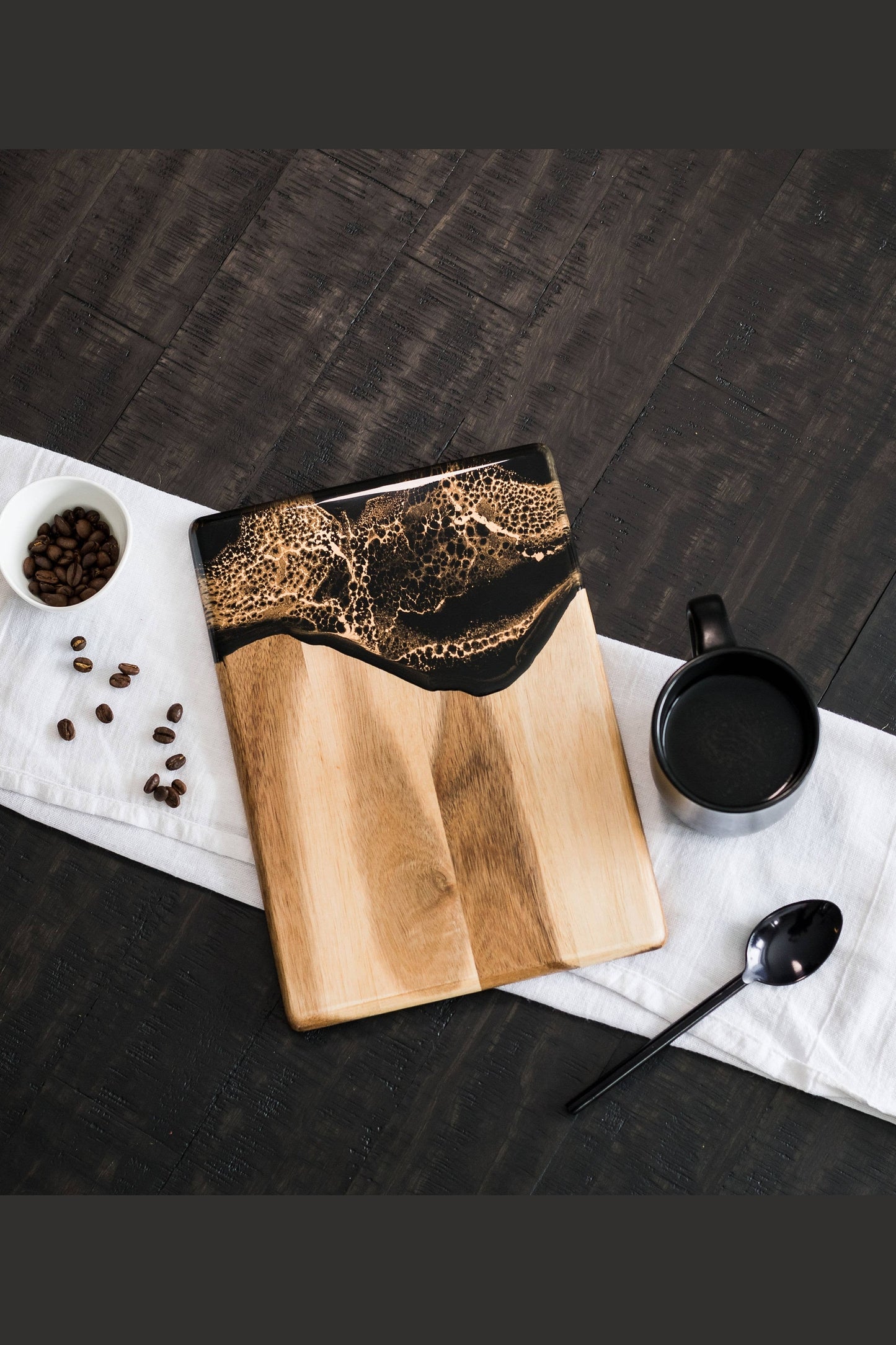 Wood Resin Date Night Cheese Charcuterie Board - Gold Quartz